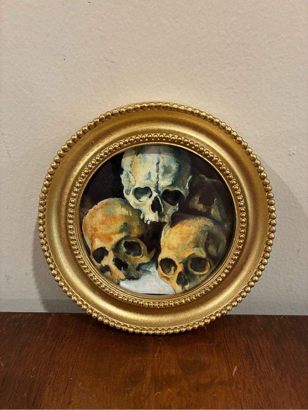 Pyramid of Skulls Paul Cezanne Framed Print 5" Gold Frame Halloween Skeleton Art